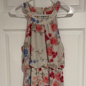 Elle Floral High Low Dress - Pink, Blue, Cream